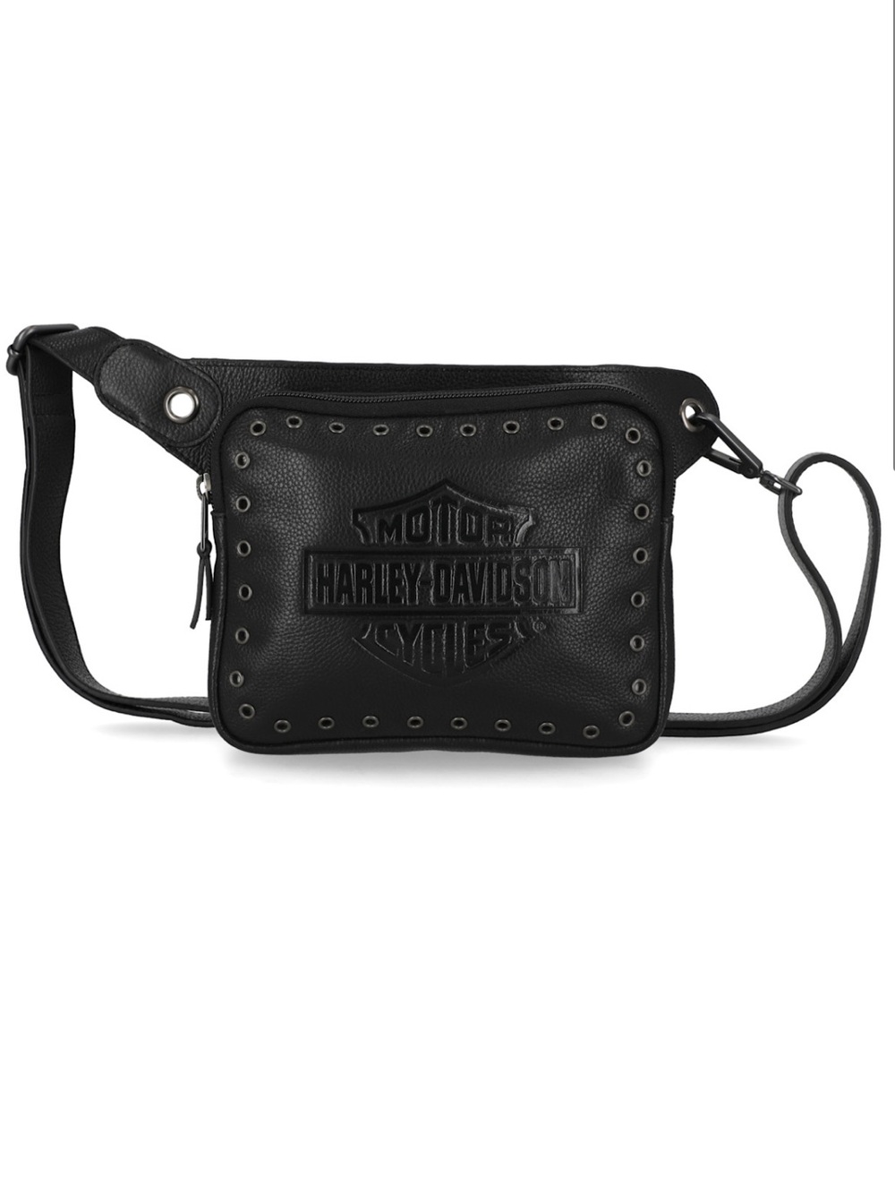 Harley-Davidson Black Leather Eyelet Hip Bag